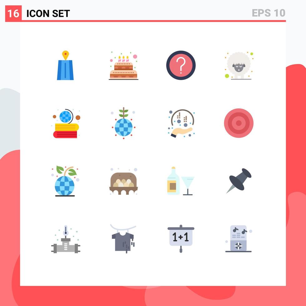 Set of 16 Vector Flat Colors on Grid for education spring faq sheep easter Editable Pack of Creative Vector Design Elements