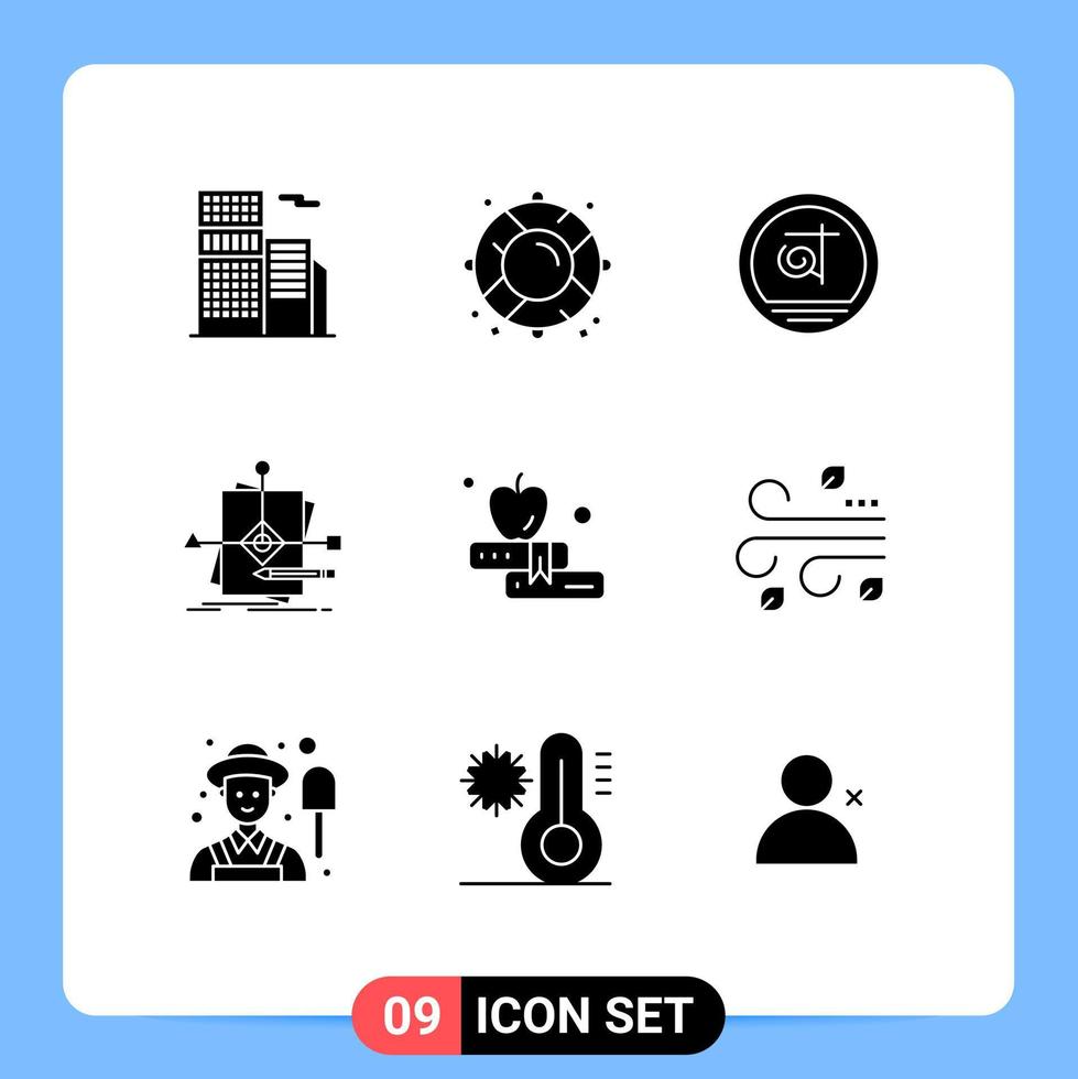 9 Solid Glyph concept for Websites Mobile and Apps apple pattern bangla foretelling algorithm Editable Vector Design Elements