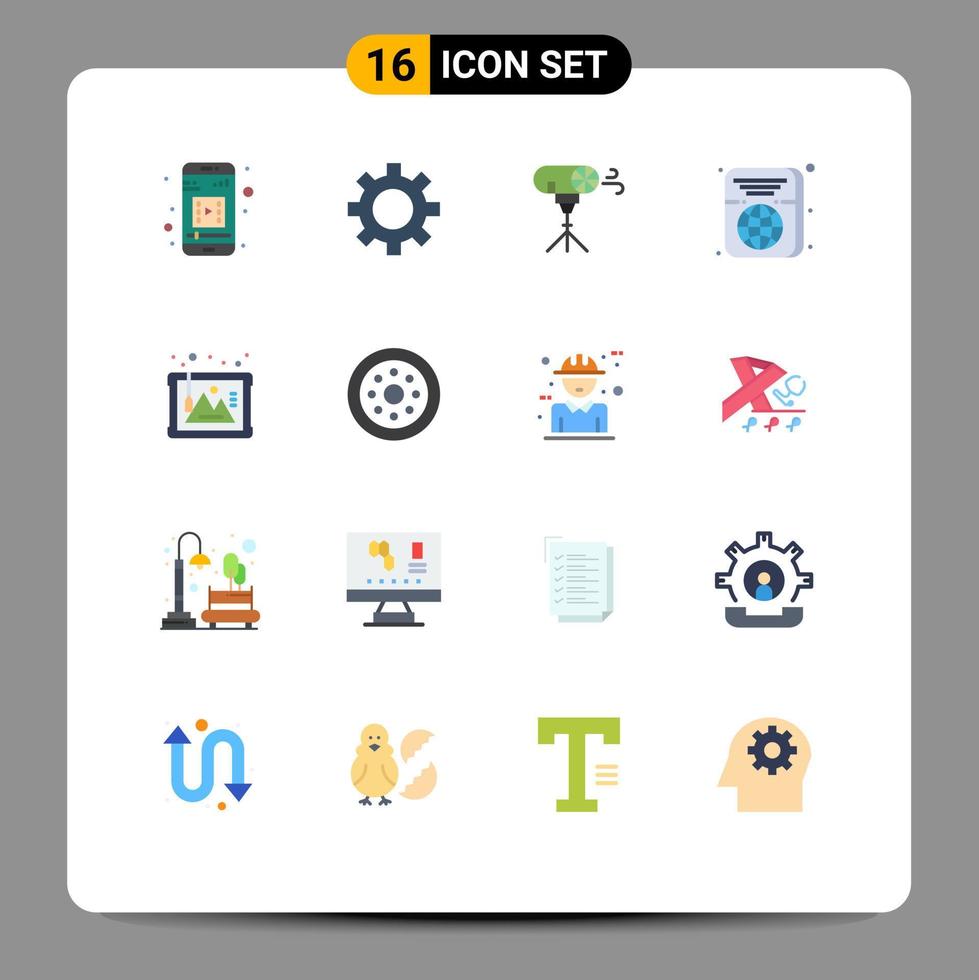 16 Flat Color concept for Websites Mobile and Apps history art photographic frame travel Editable Pack of Creative Vector Design Elements
