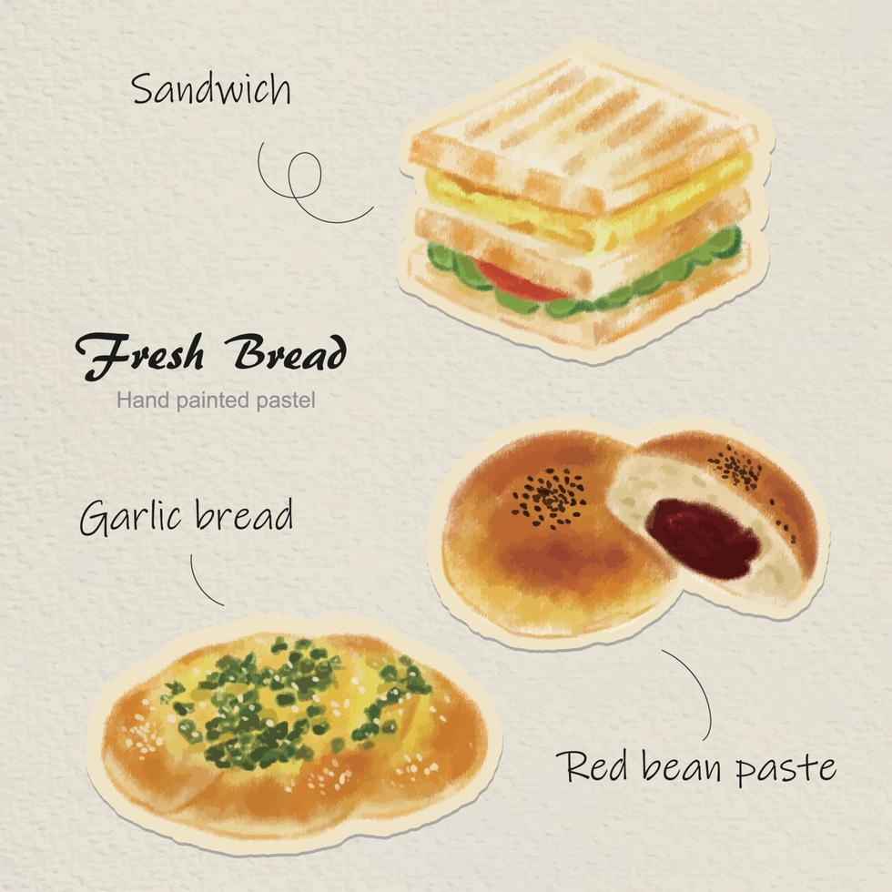 colored pencil with bread vector