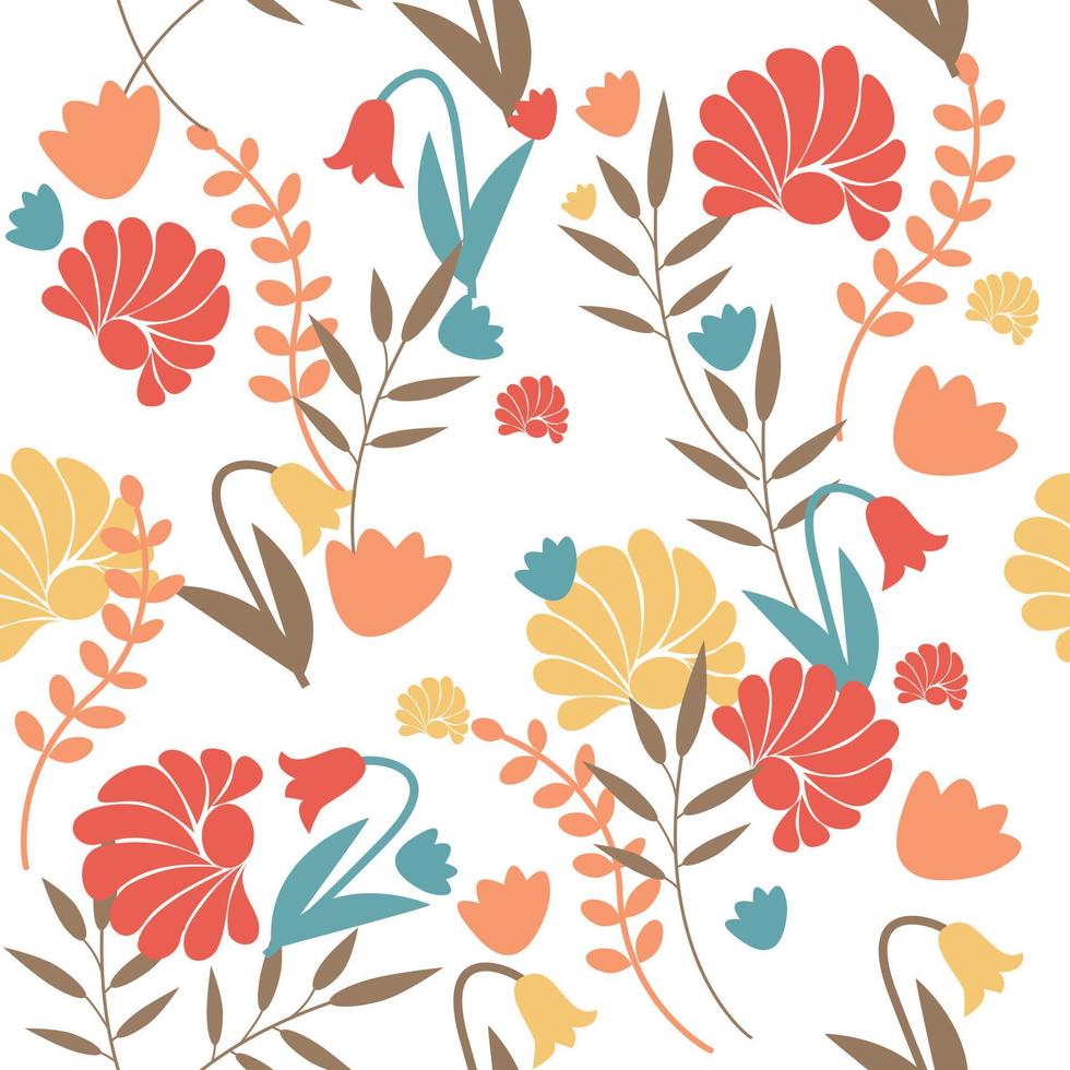 Abstract seamless pattern with flowers and leaves vector