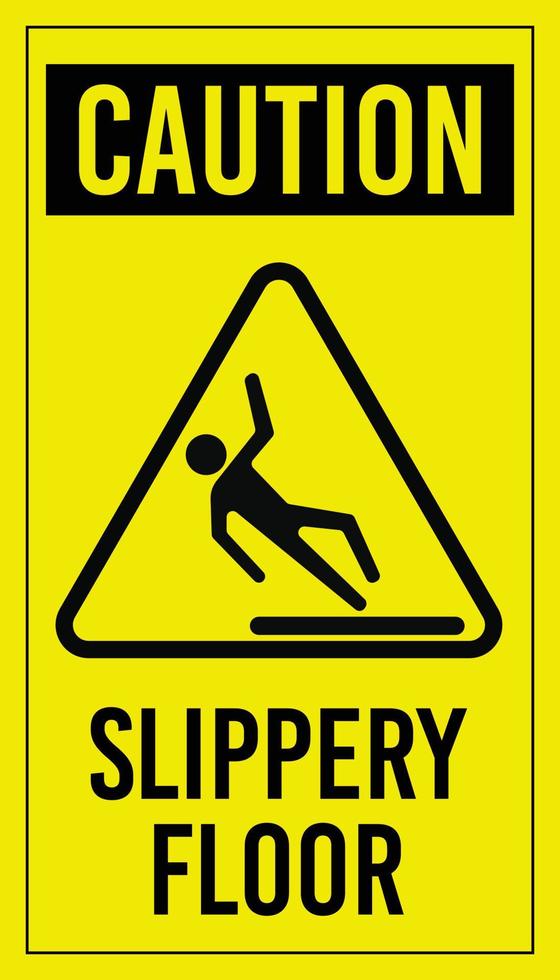 Caution, Slippery Floor Warning Sign vector