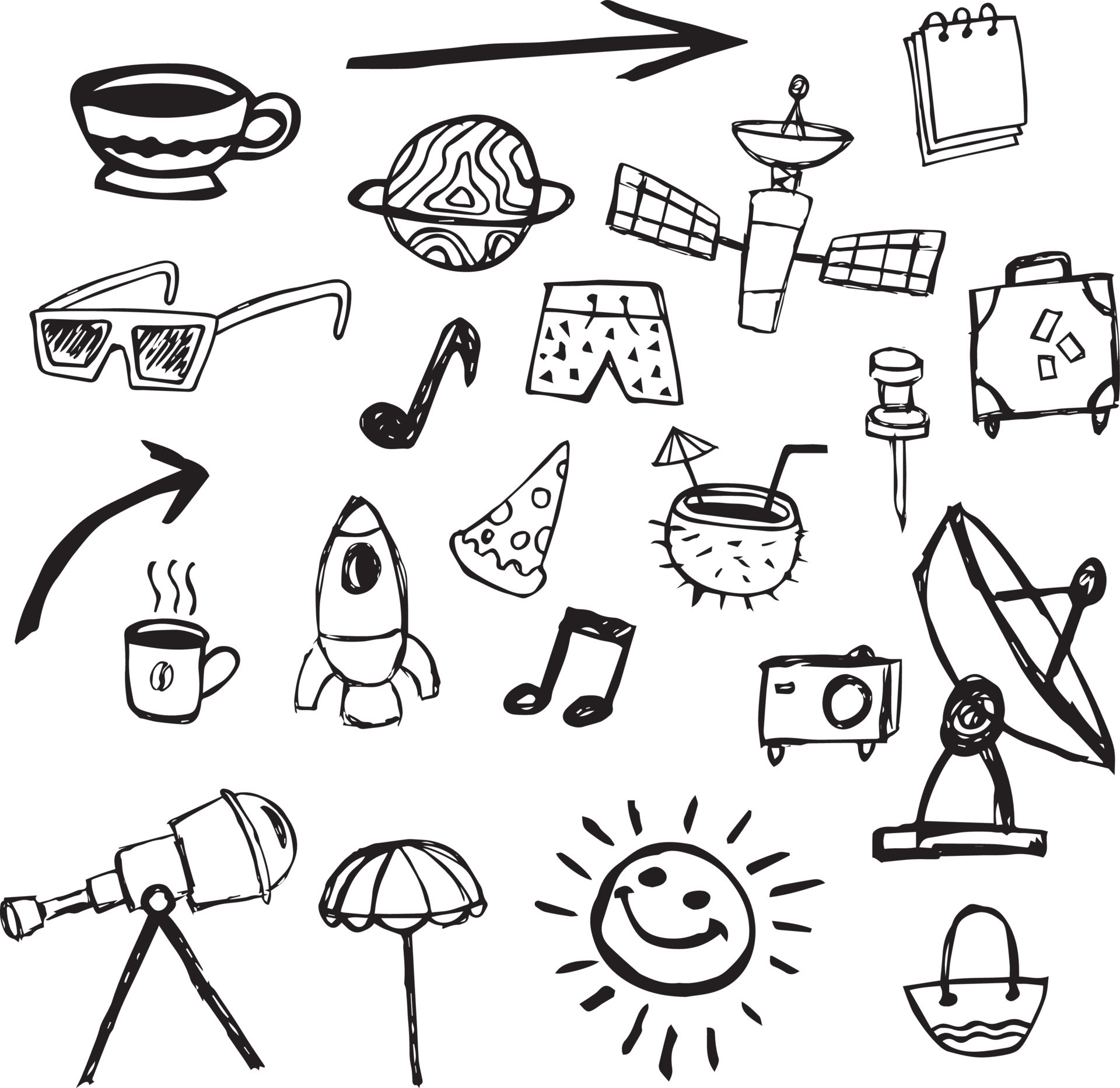 Cup, Coconut Juice, Satellite Dish, Beach Bag, Telescope, Travel