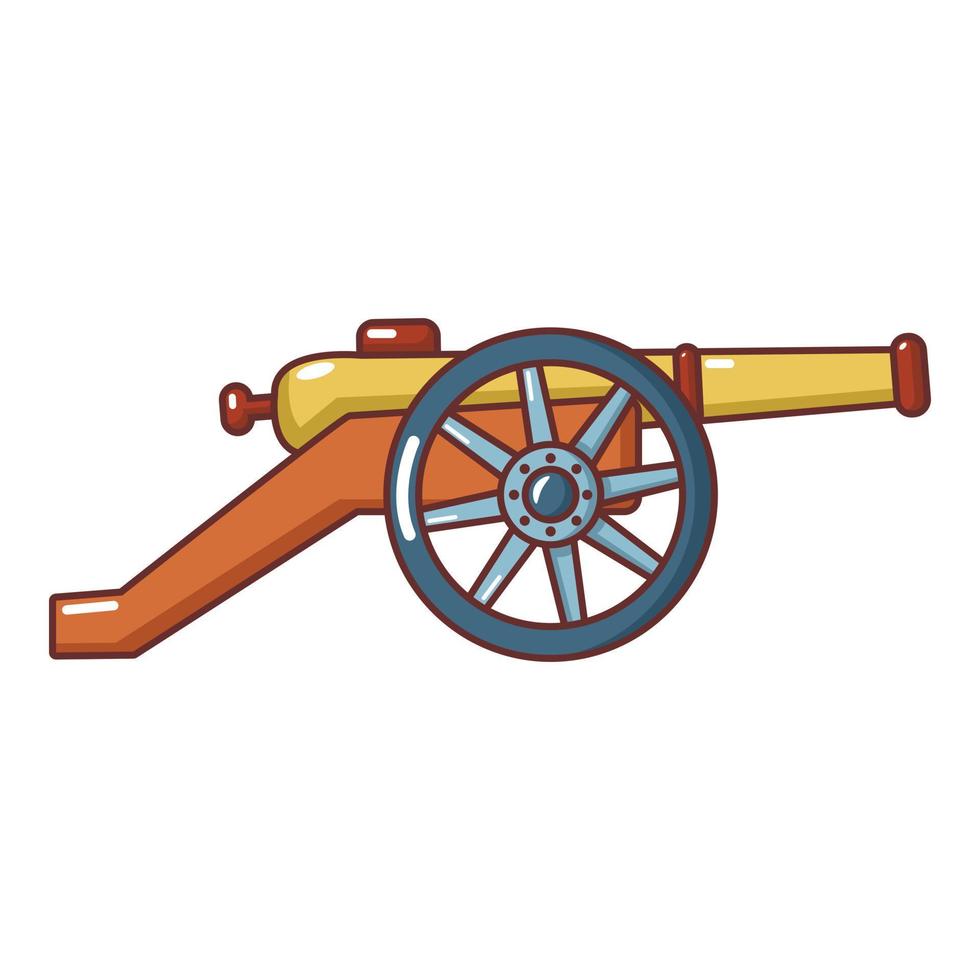 Coastal cannon icon, cartoon style. vector