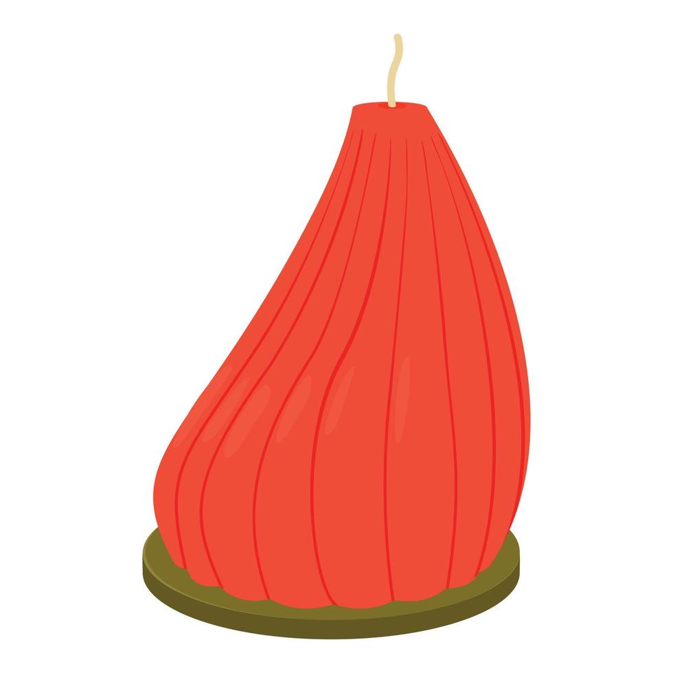 Big red candle icon, cartoon style vector