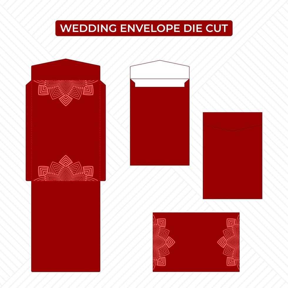 Portrait wedding envelope die cut template vector