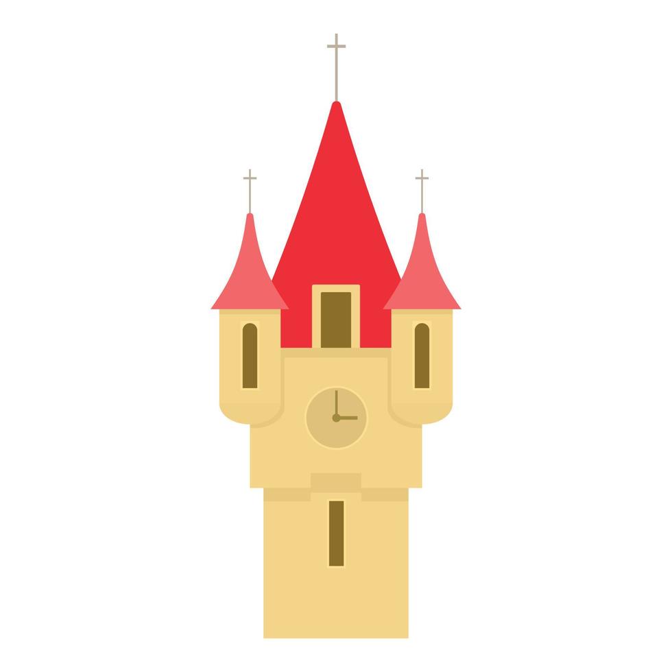 icono de la torre del castillo con cúpulas puntiagudas rojas vector