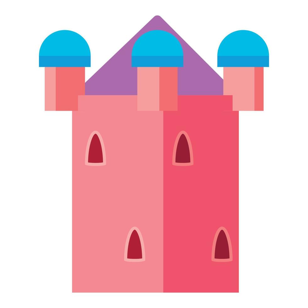 Fairy pink tower icon, cartoon style vector