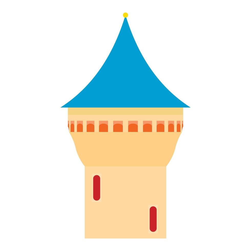 Castle tower with blue pointed dome icon vector