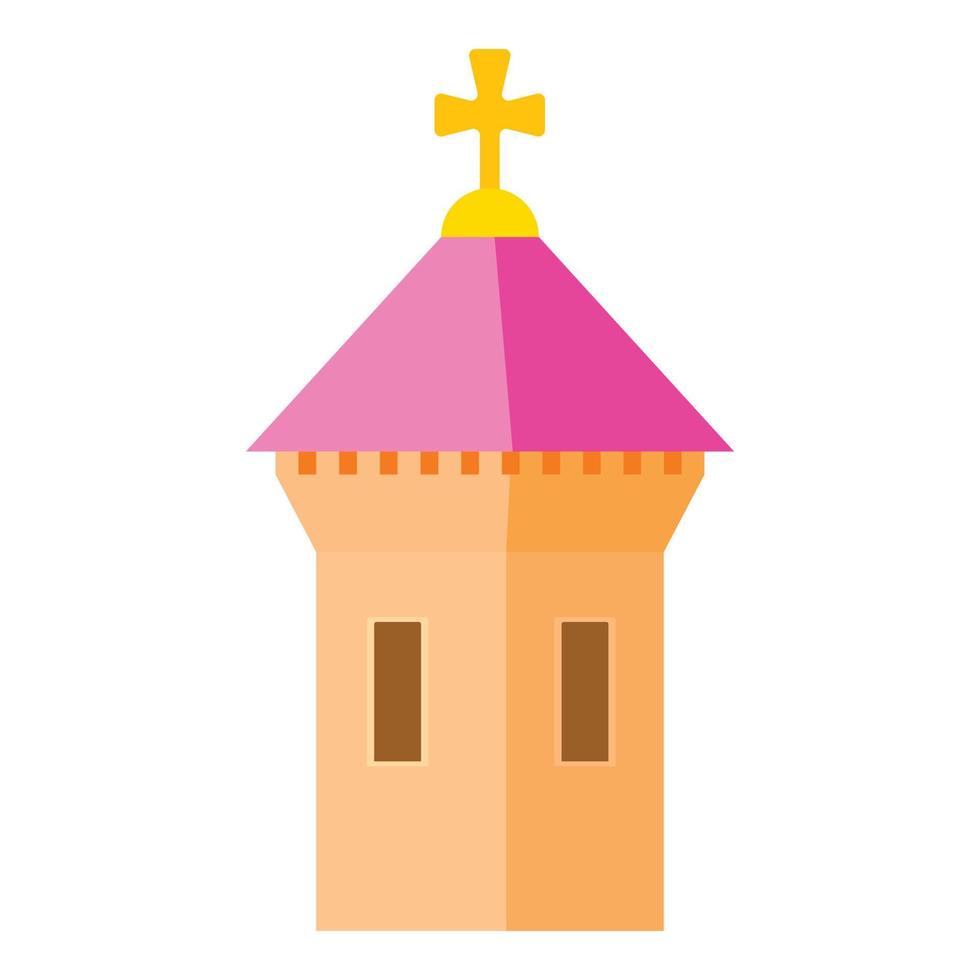 Pink dome of church icon, cartoon style vector