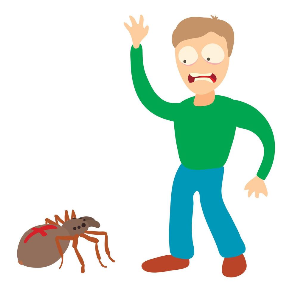 Arachnophobia concept, cartoon illustration vector