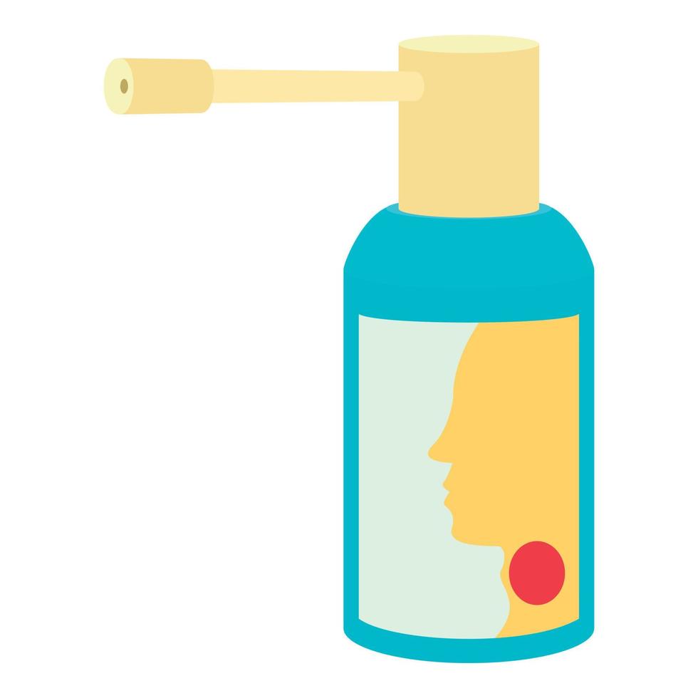 Throat spray medication icon, cartoon style vector