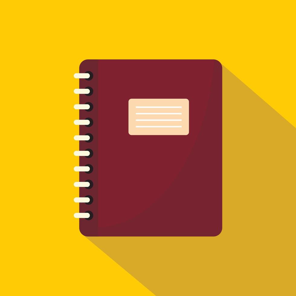 Brown spiral notepad icon, flat style vector