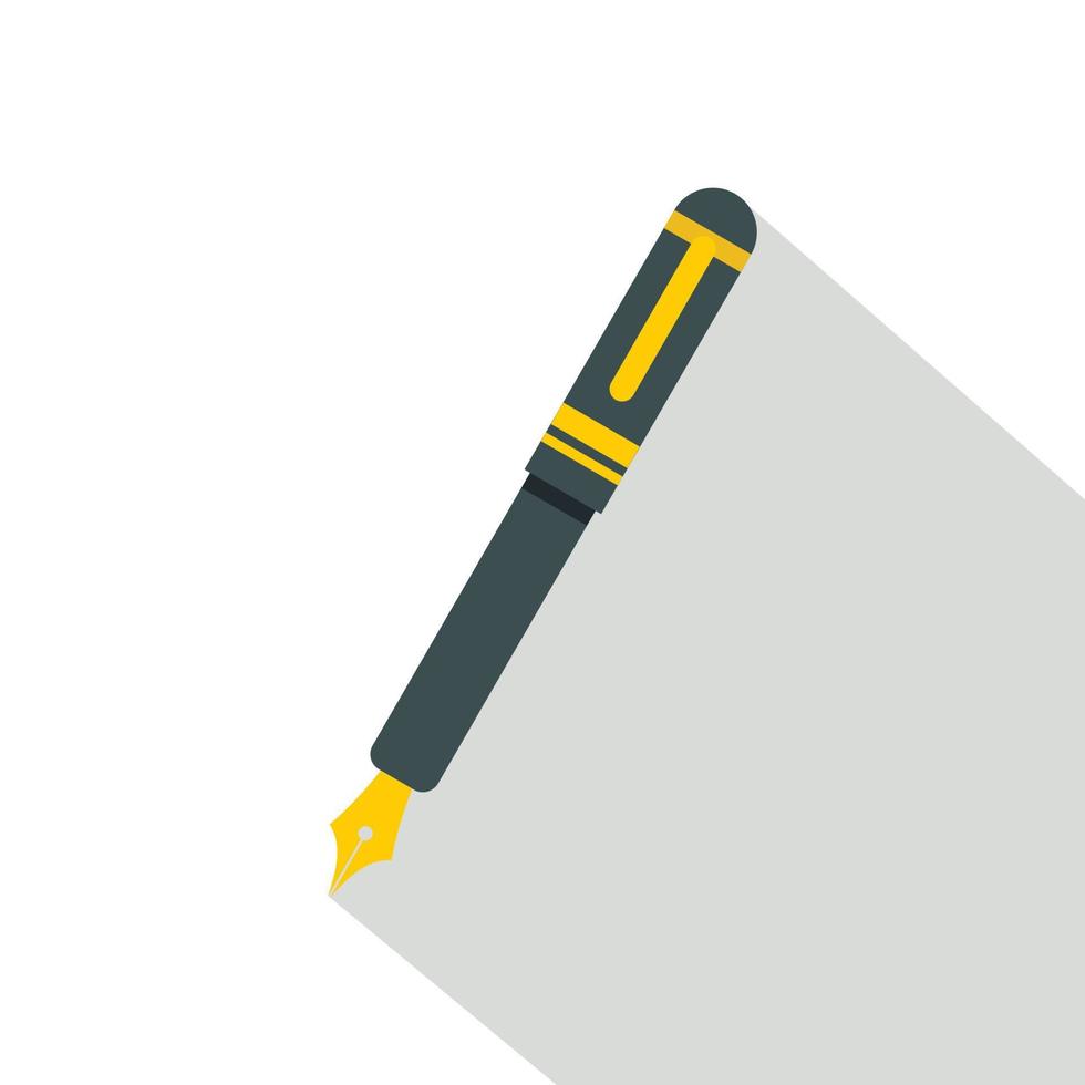 Black fountain pen icon, flat style vector