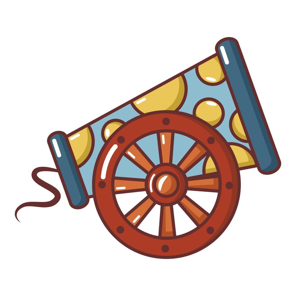 Cast-iron cannon icon, cartoon style. vector