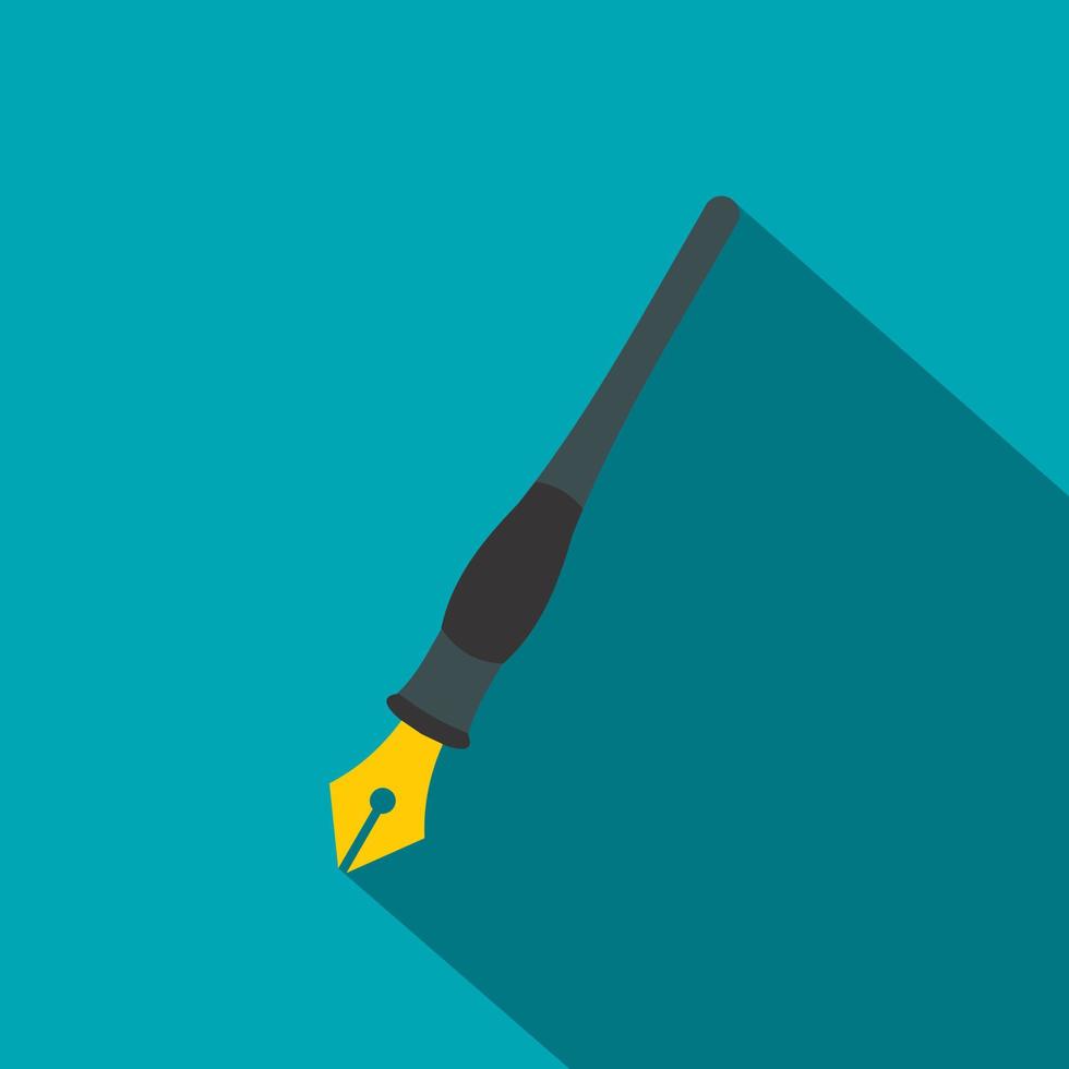 Ink pen icon, flat style vector