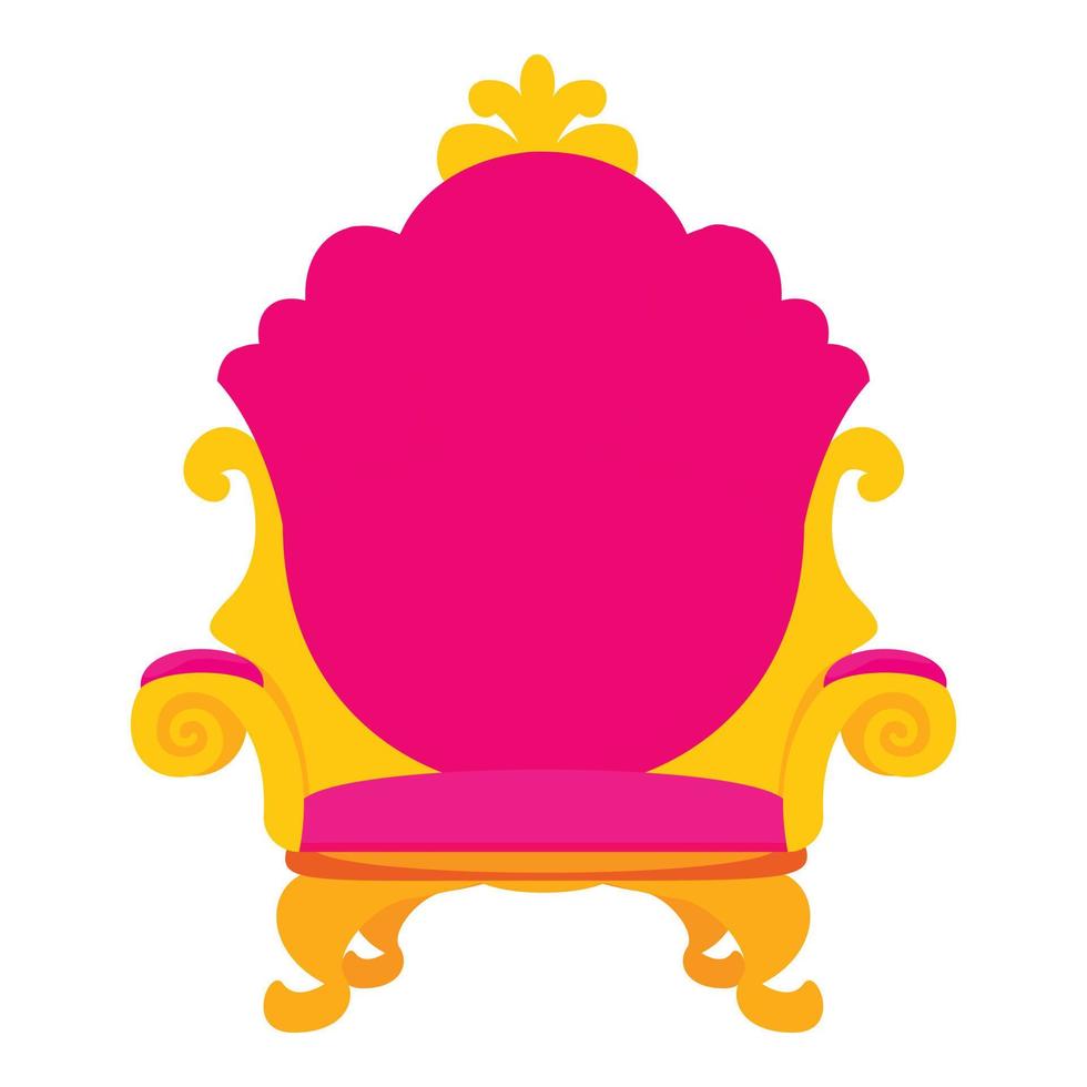 Pink royal princess throne icon, cartoon style vector
