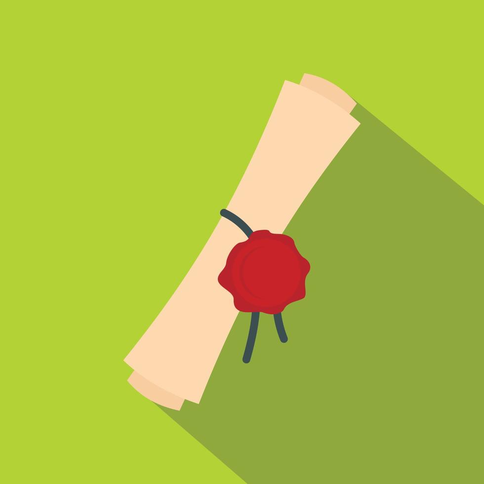 Old rolled paper with a red wax seal icon vector