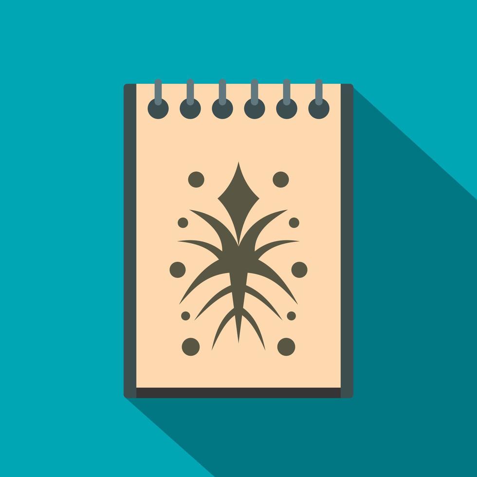 Spiral notebook with tattoo sketch icon flat style vector