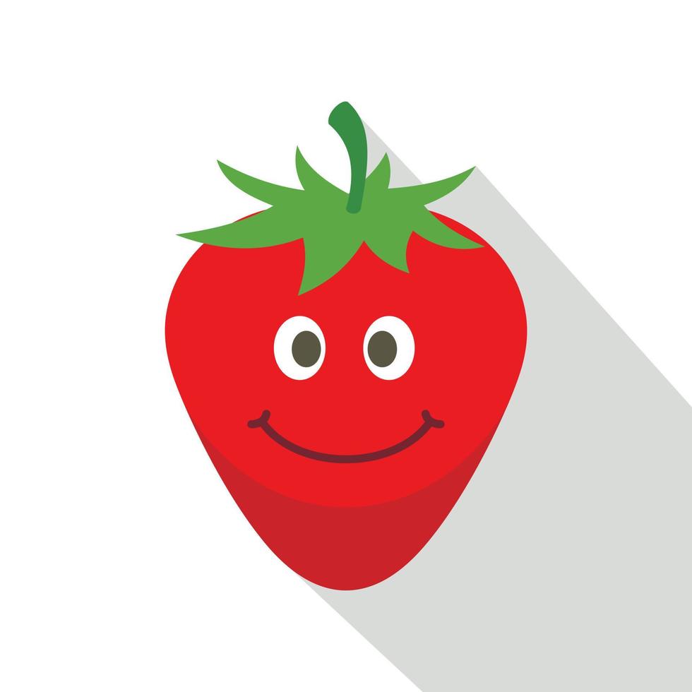 Ripe smiling strawberry icon, flat style vector