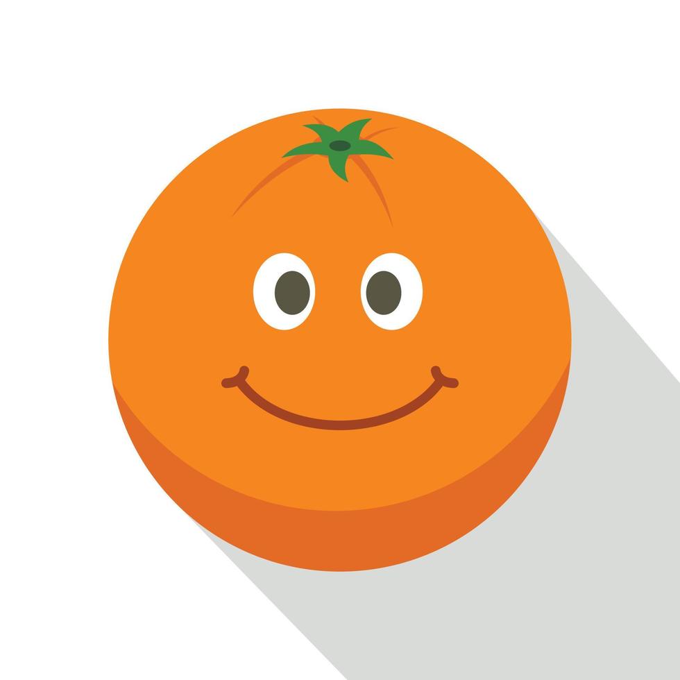 icono de fruta naranja sonriente, estilo plano vector