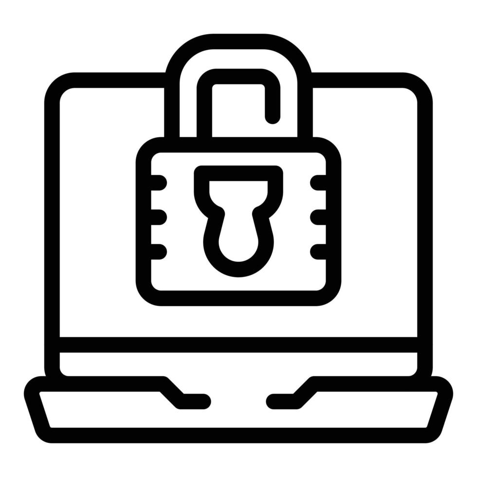 Locked laptop icon outline vector. Business data vector