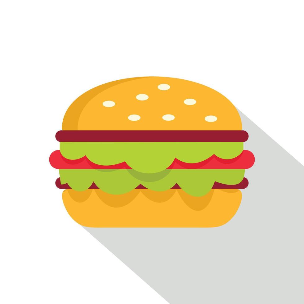 Classic burger with lettuce icon, flat style vector