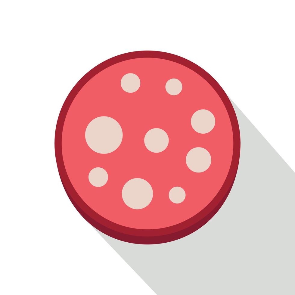 rebanada de icono de salami rojo, estilo plano vector