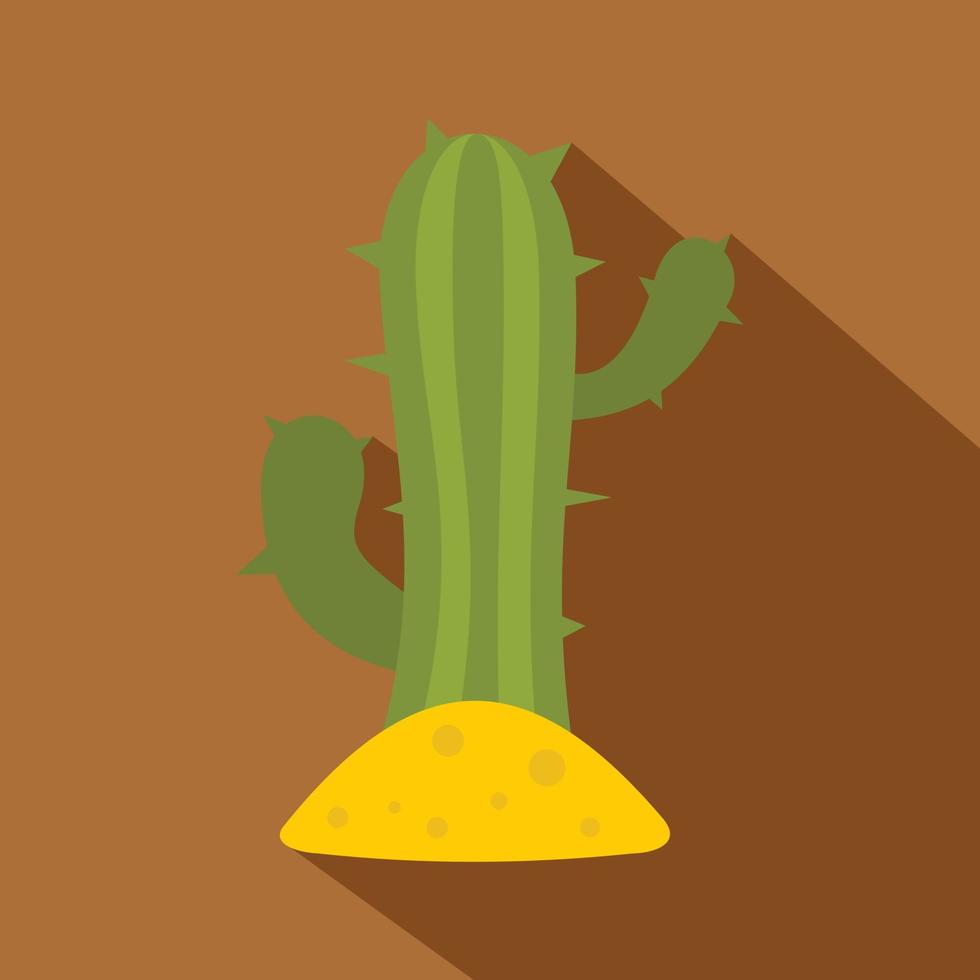 Green cactus icon, flat style vector