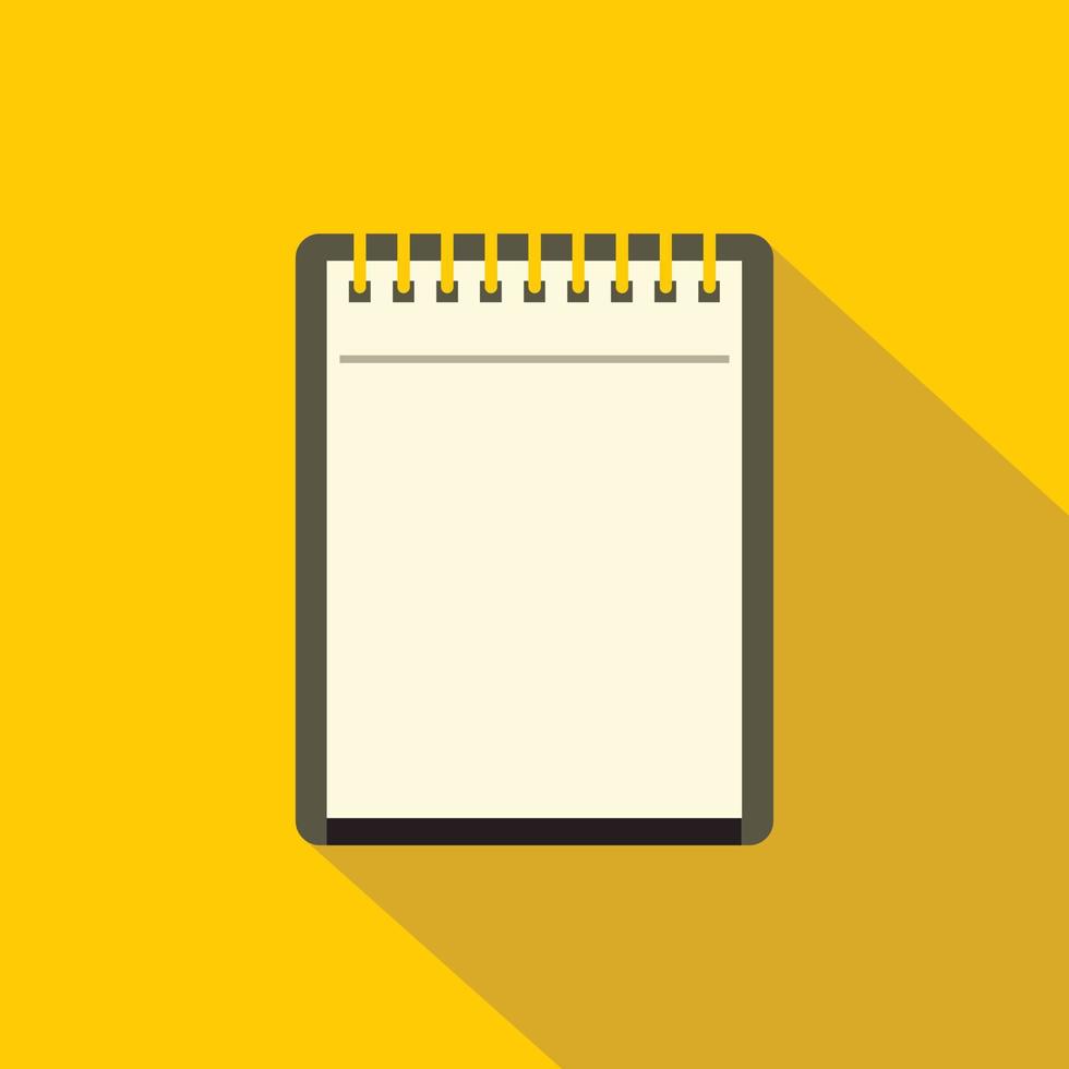 Blank spiral notepad icon, flat style vector