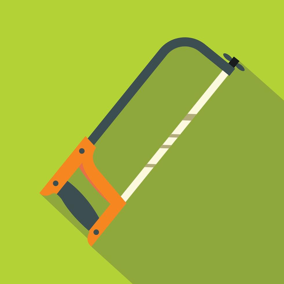 Hacksaw with orange handle icon, flat style vector