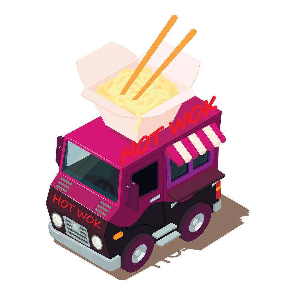 icono de máquina wok caliente, estilo isométrico vector