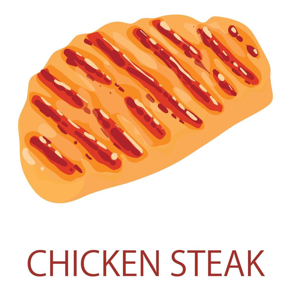 Chicken steak icon, isometric style vector