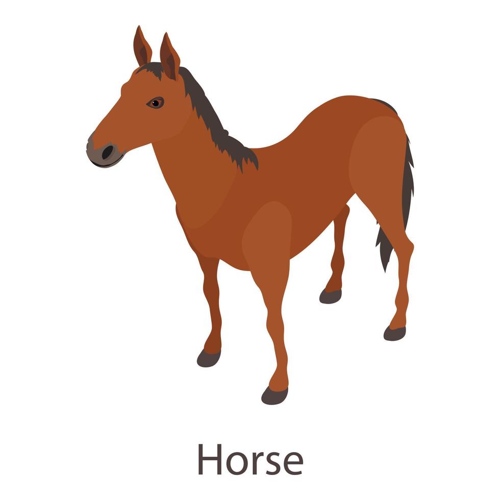 Horse icon, isometric style vector