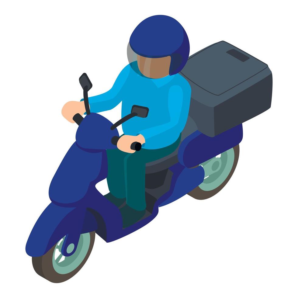 icono de entrega de moto, estilo isométrico vector