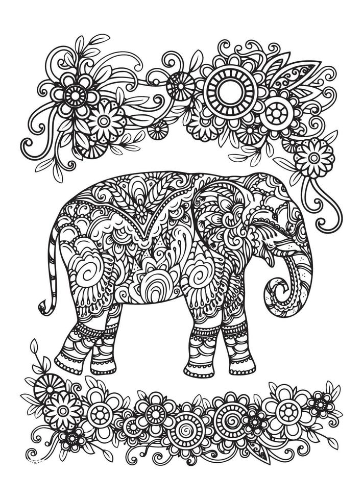 mandala de elefante para colorear vector