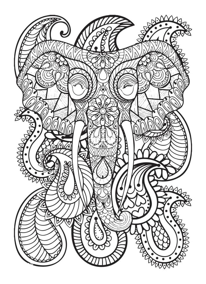 Elephant Mandala Coloring Page vector