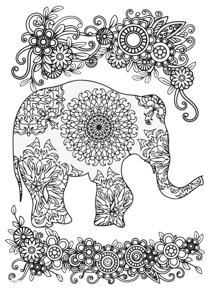 mandala de elefante para colorear vector