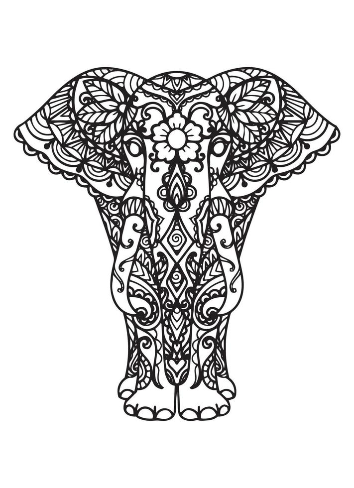 mandala de elefante para colorear vector