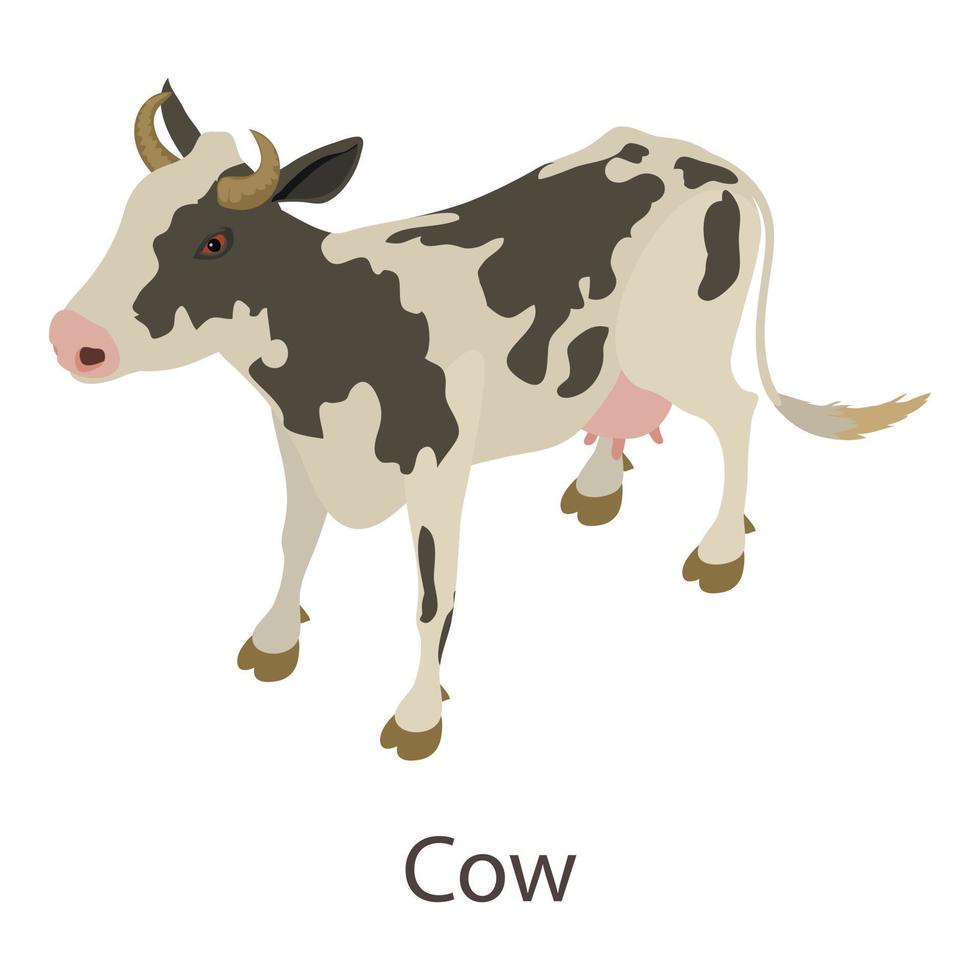icono de vaca, estilo isométrico vector