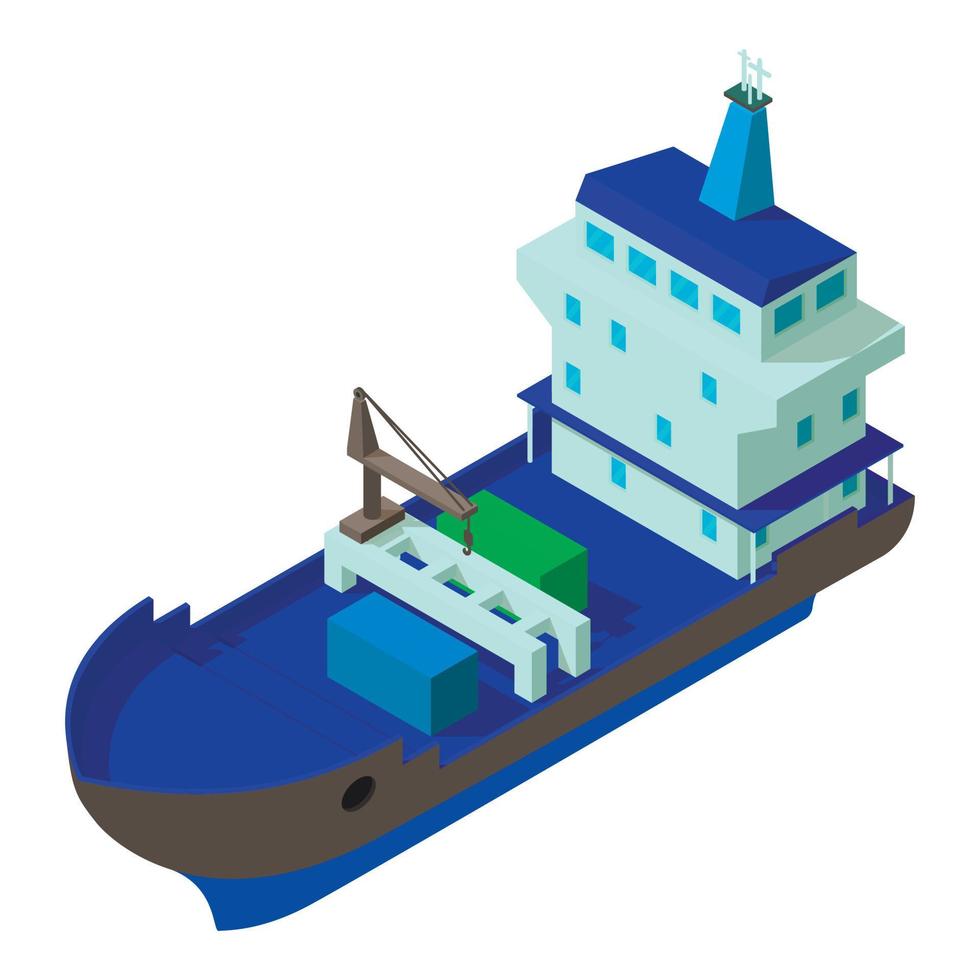 icono de barco de entrega, estilo isométrico vector