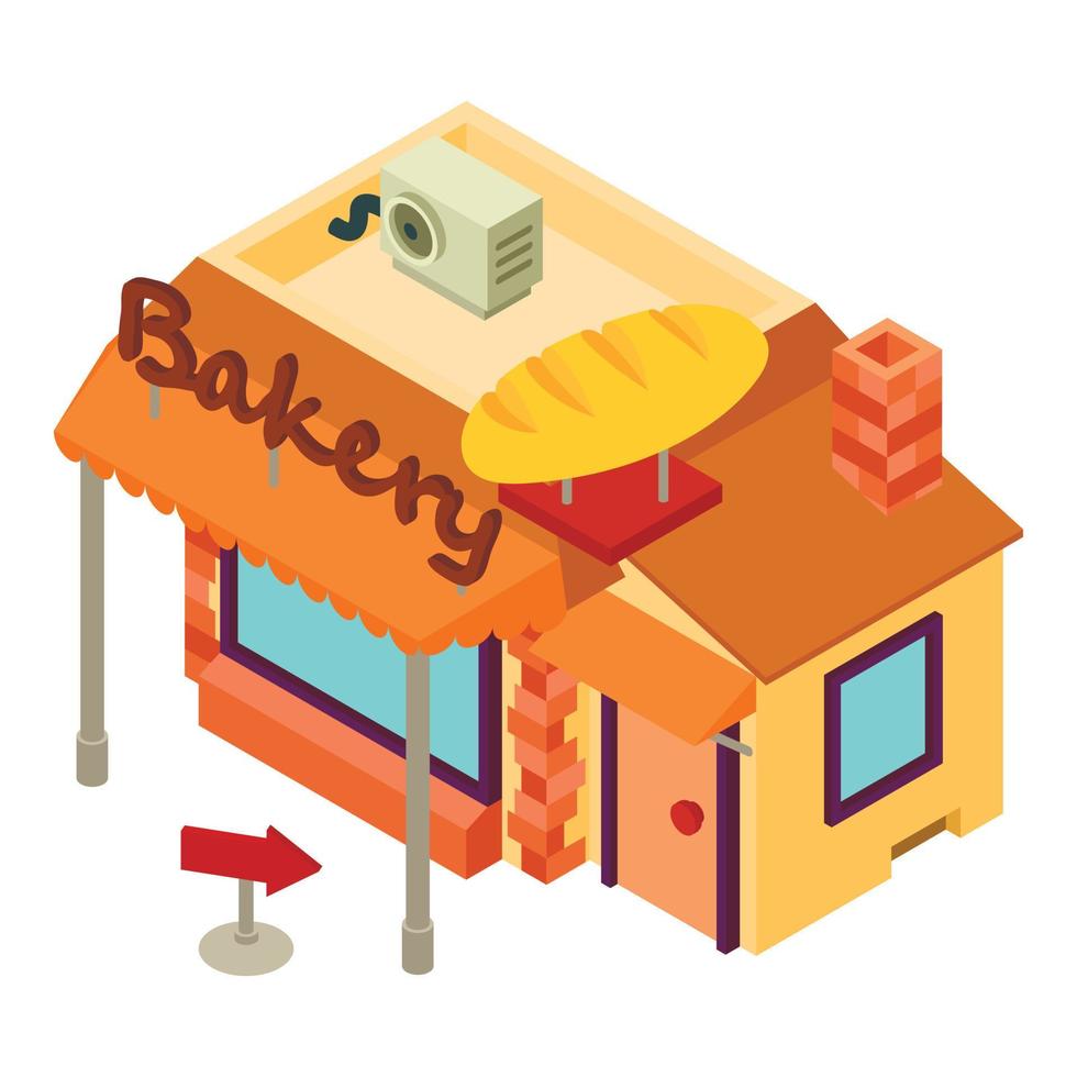 Bakery shop icon, isometric style vector