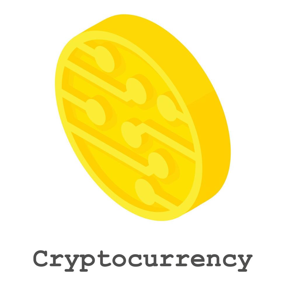 icono de moneda criptográfica, estilo isométrico vector