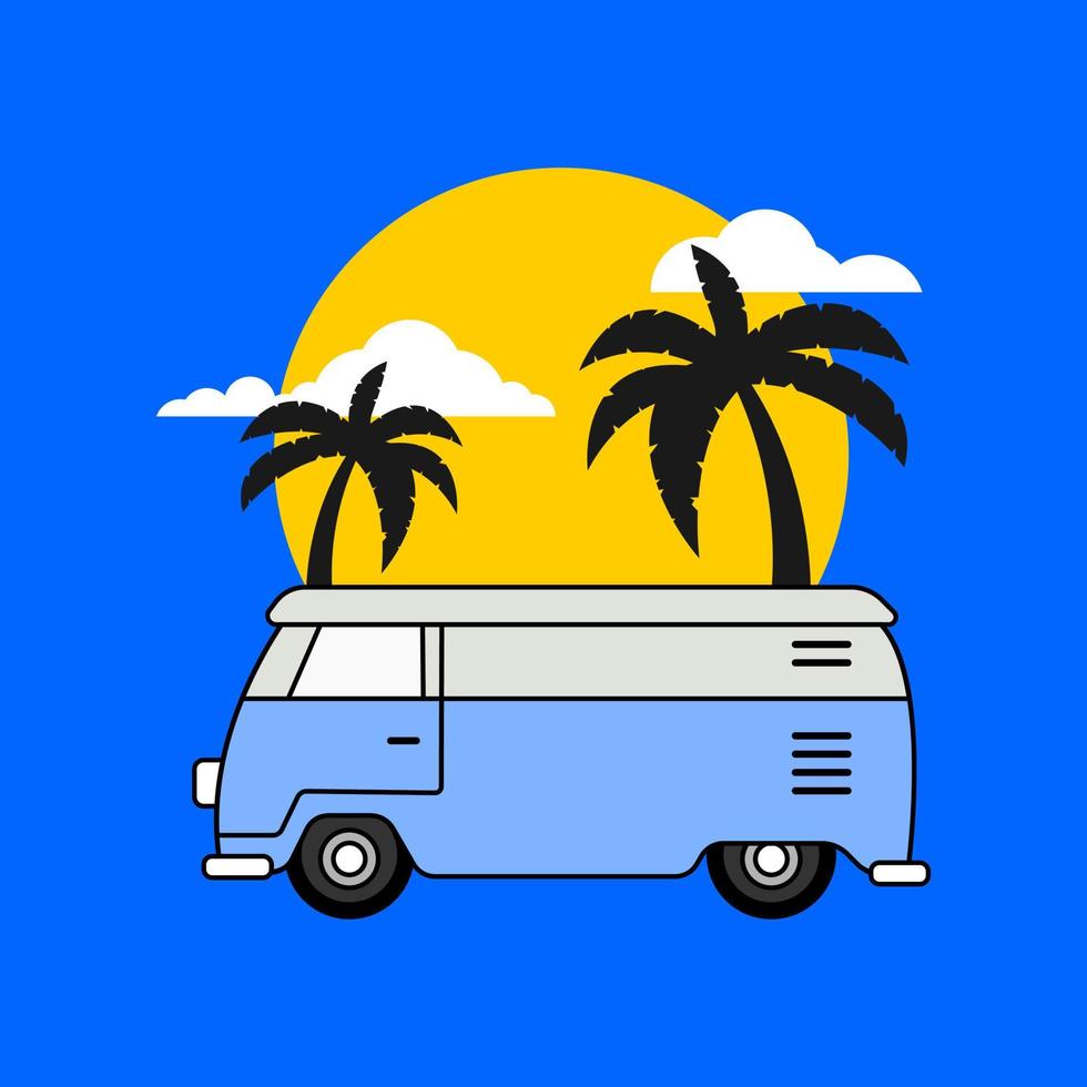 Illustration vector graphic of a tropical summer beach
