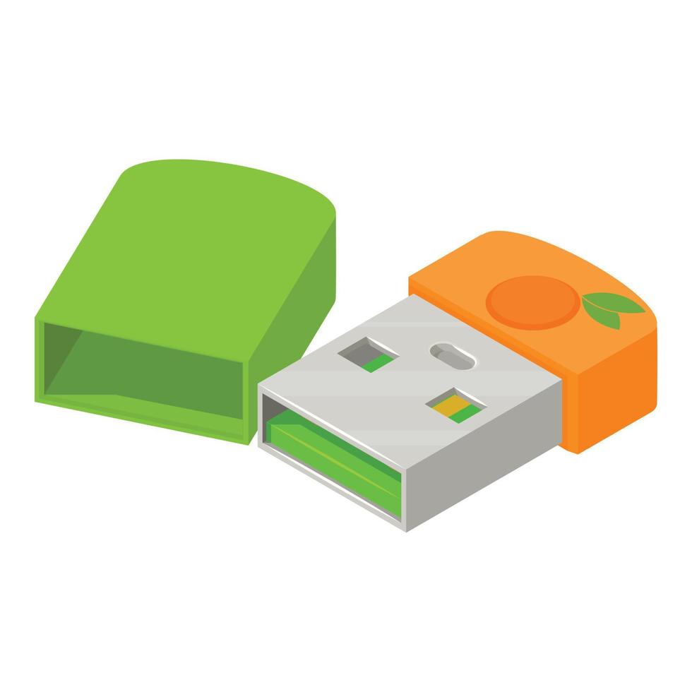Mini flash drive icon, isometric style vector
