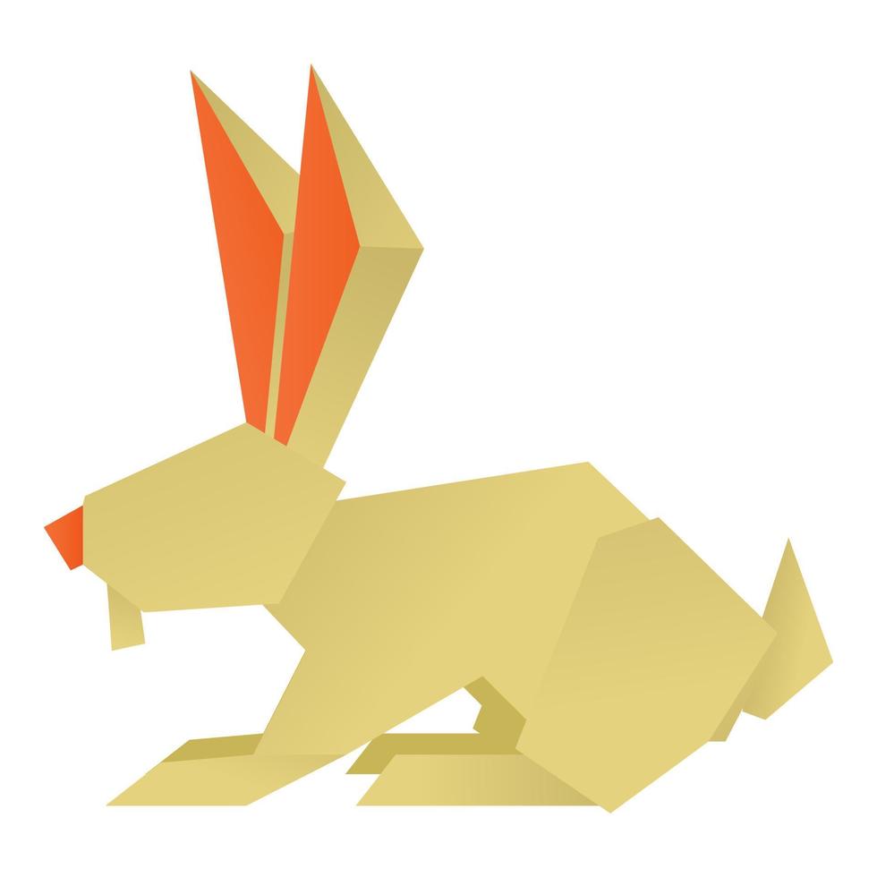 Origami rabbit icon, cartoon style vector