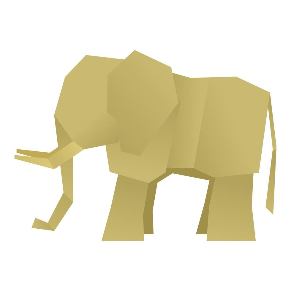 Origami elephant icon, cartoon style vector