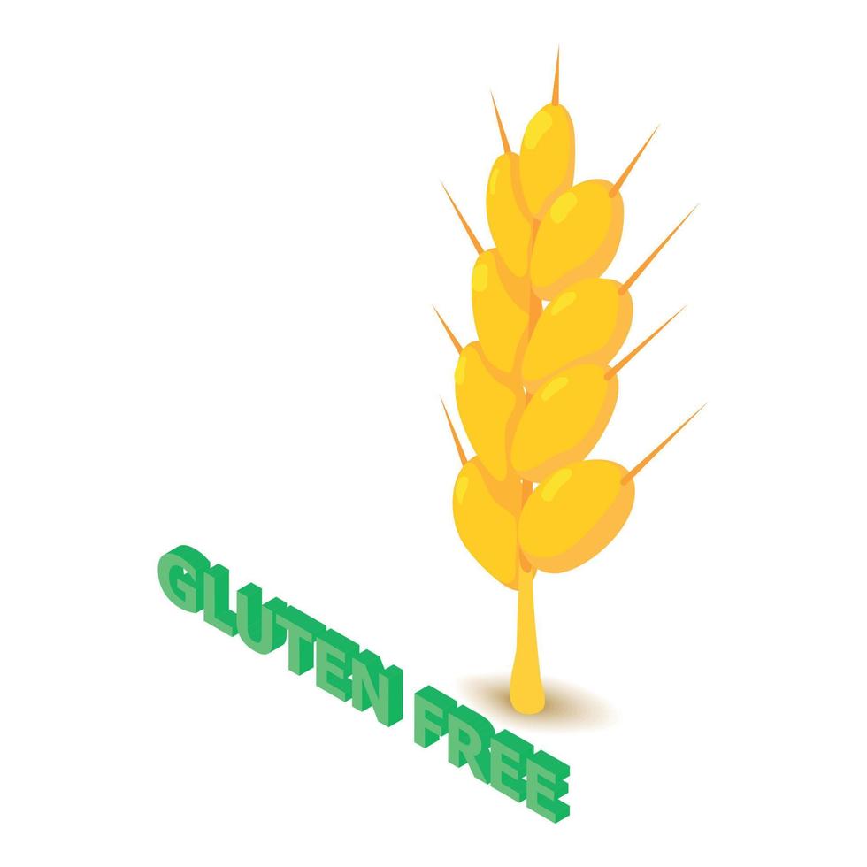 icono libre de alérgenos de gluten, estilo isométrico vector