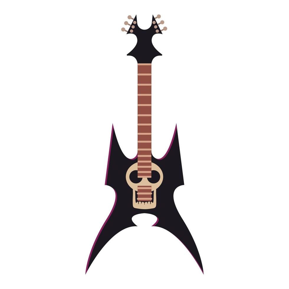 Black metal rock guitar icon, cartoon style vector