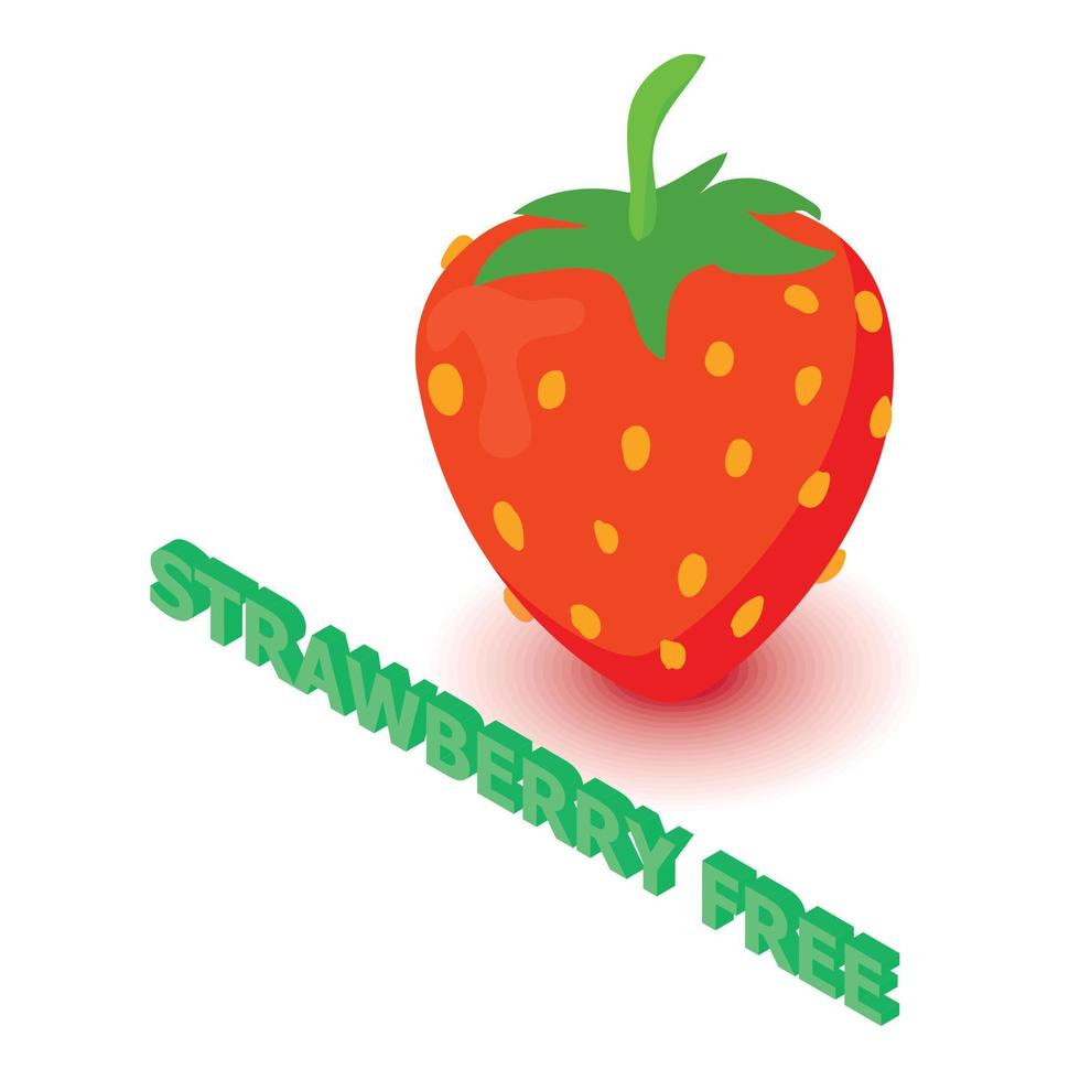 Strawberry allergen free icon, isometric style vector